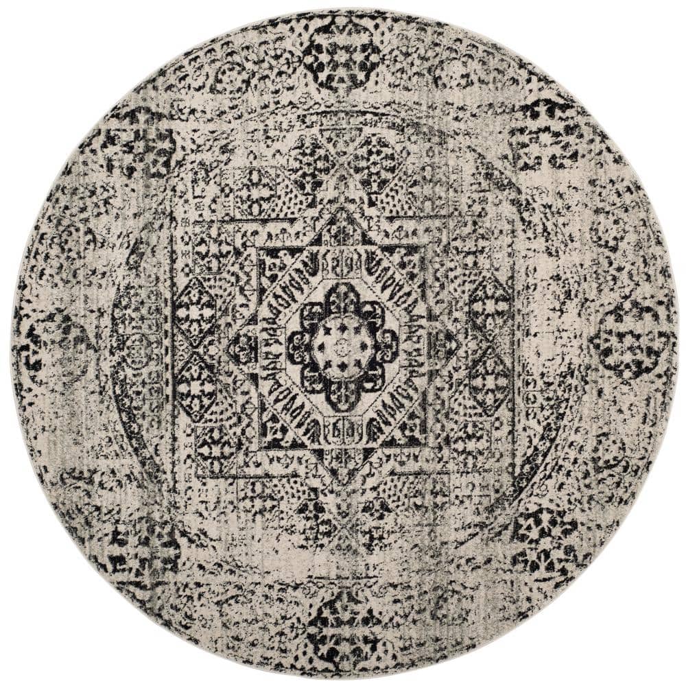 Evoke 3 ft. x 3 ft. Ivory/Black Distressed Medallion Round Area Rug price history on PriceWatchPro
