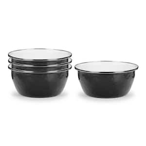Solid Black 24 fl. oz. Enamelware Salad Bowls (Set of 4)