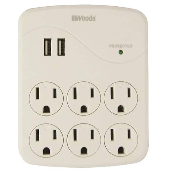 Woods 6-Outlet Surge Tap with Phone Cradle