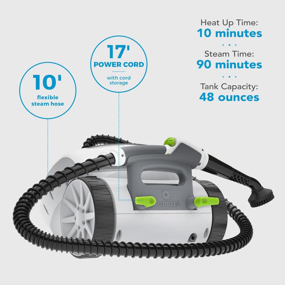 White Deluxe Canister Steam Cleaner with Integrated Storage