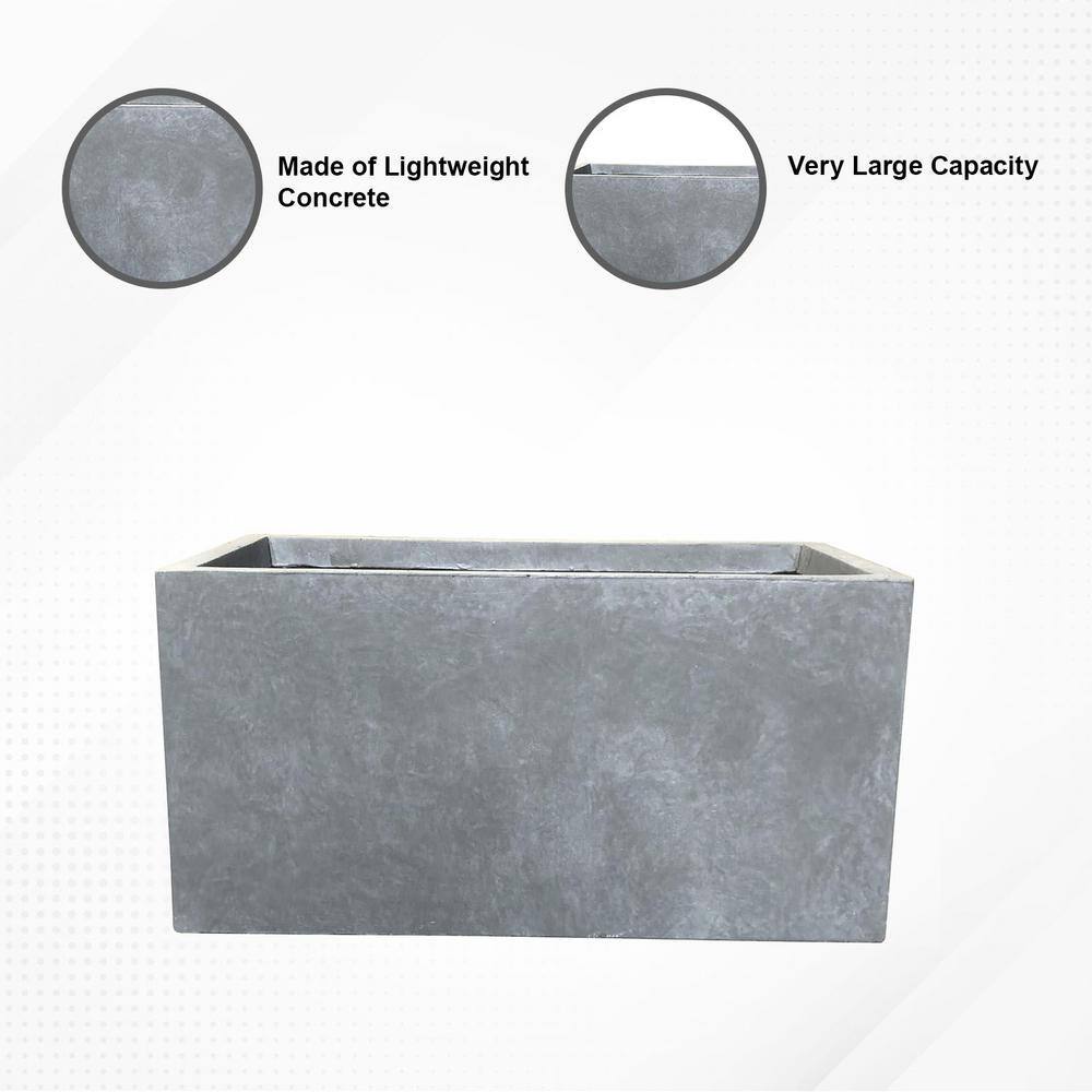 Modern Lightweight Concrete Outdoor Planter in Slate Gray