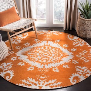 Stone Wash Gold 6 ft. x 6 ft. Round Floral Area Rug