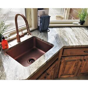 Renoir All-In-One Undermount Copper 23 in. Single Bowl Kitchen Sink with Pfister Bronze Faucet and Strainer