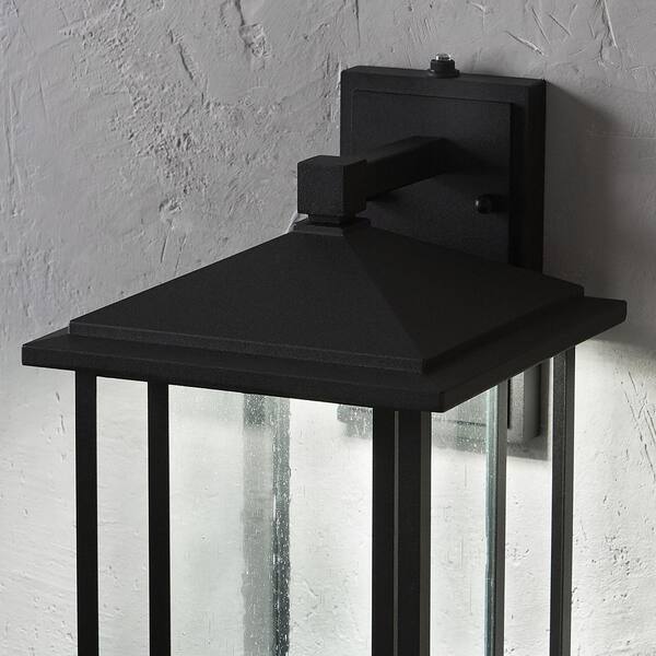 Home Decorator Mauvo Canyon Black Outdoor Glass Dusk to discount Dawn Wall Lantern Sconce