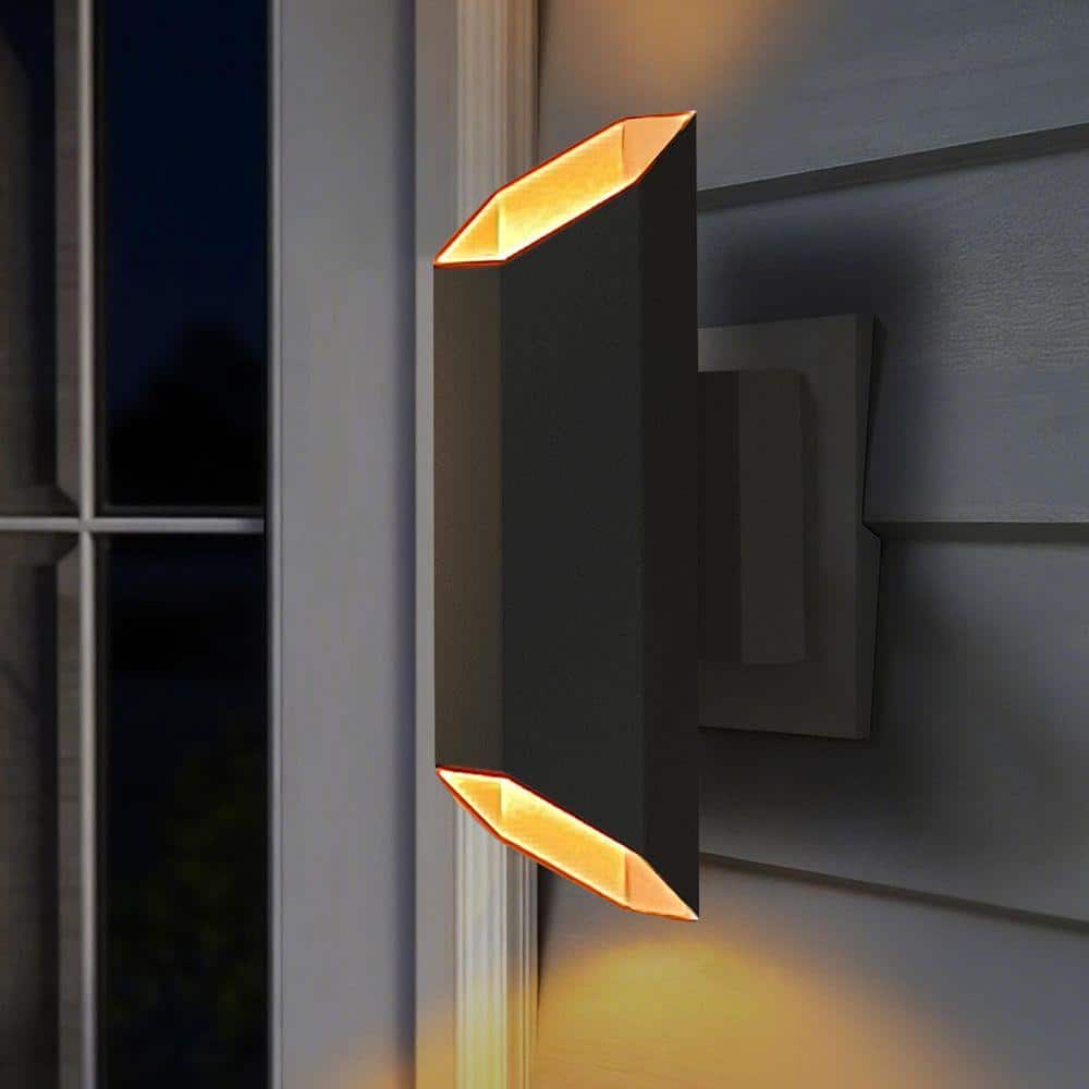 Cedar Hill 13 in. Hexa Black Integrated LED Outdoor Up and Down