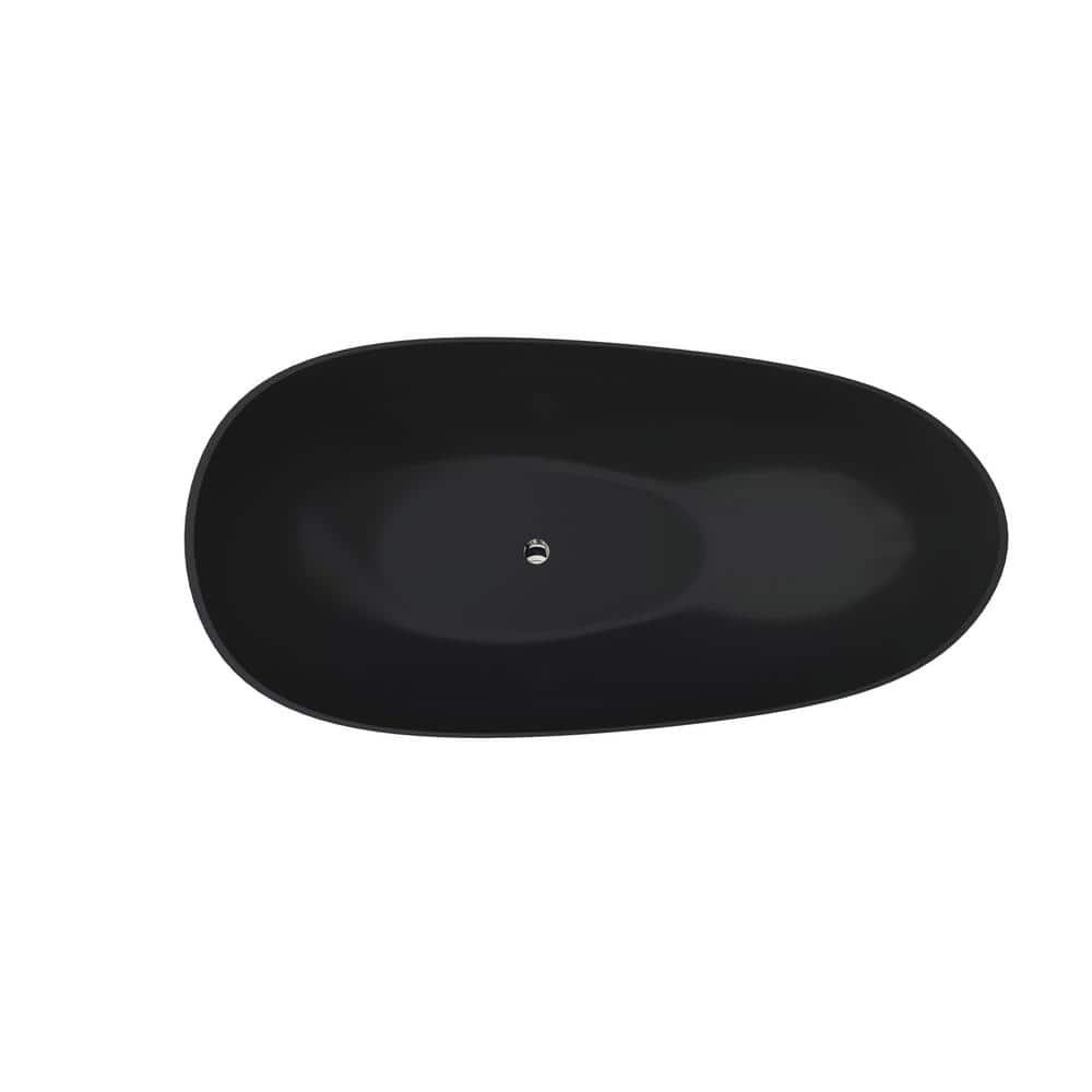 Matte Black 67'' Solid Surface Freestanding Soaking Bathtub