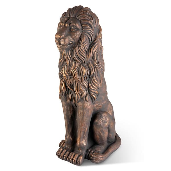 Glitzhome 36.25 in. H Oversized MGO Bronze Guardian Sitting Lion