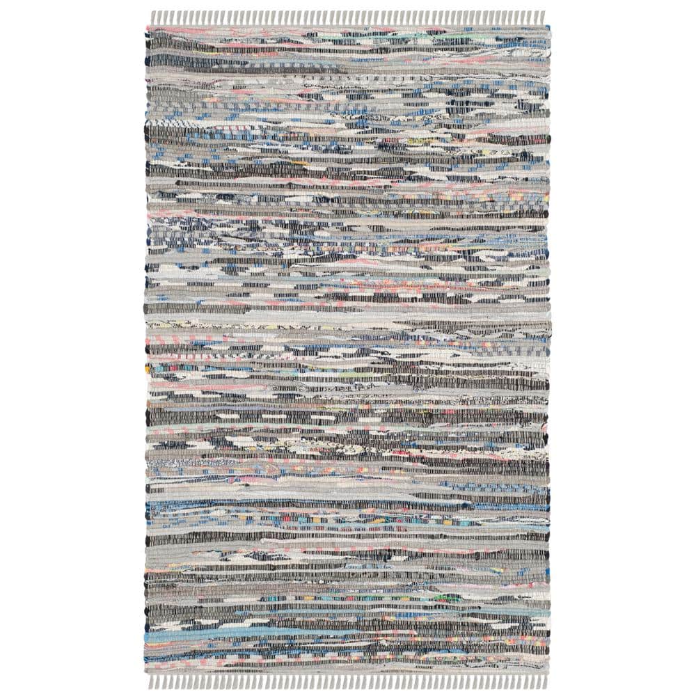 Gray Flat Woven Handmade Cotton Area Rug, 2'6" x 4'