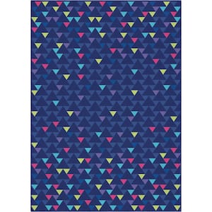 Crayola Triangles Blue 3 ft. 3 in. x 5 ft. Area Rug