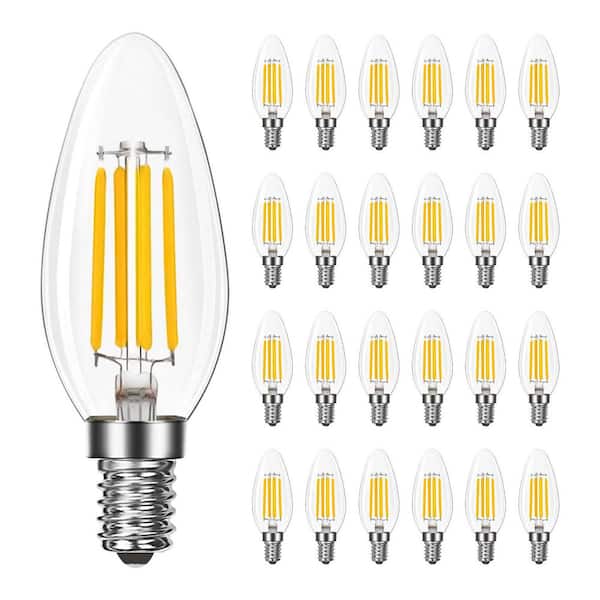 75W Equivalent LED Candelabra B11 Bulb, 8W, 1000LM 3500K Natural White, Dimmable Enclosed Fixture, Wet Rated 24 Pack