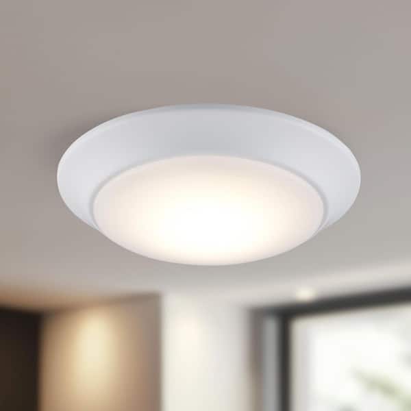 Vanowen 7.5 in. White Integrated LED Miniature Disk Flush Mount Ceiling Light Fixture with Acrylic Shade