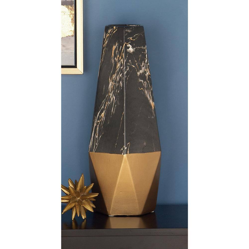 Dark Gray Faux Marble Ceramic Bud Vase 18" x 8"