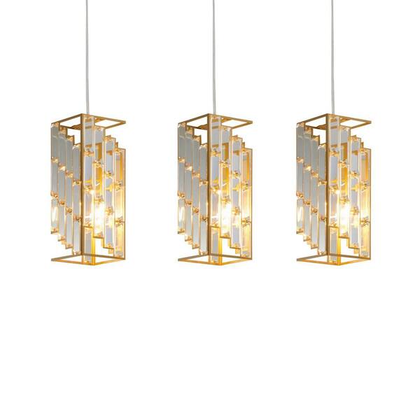 Brfaixla 3-Pack Gold Crystal Pendant Light 7.88" Modern 2-Tier Contemporary Round Crystal Hanging Ceiling Light For Dinning Room Kitchen Island Bedroom Laundry Room Foyer Entryway