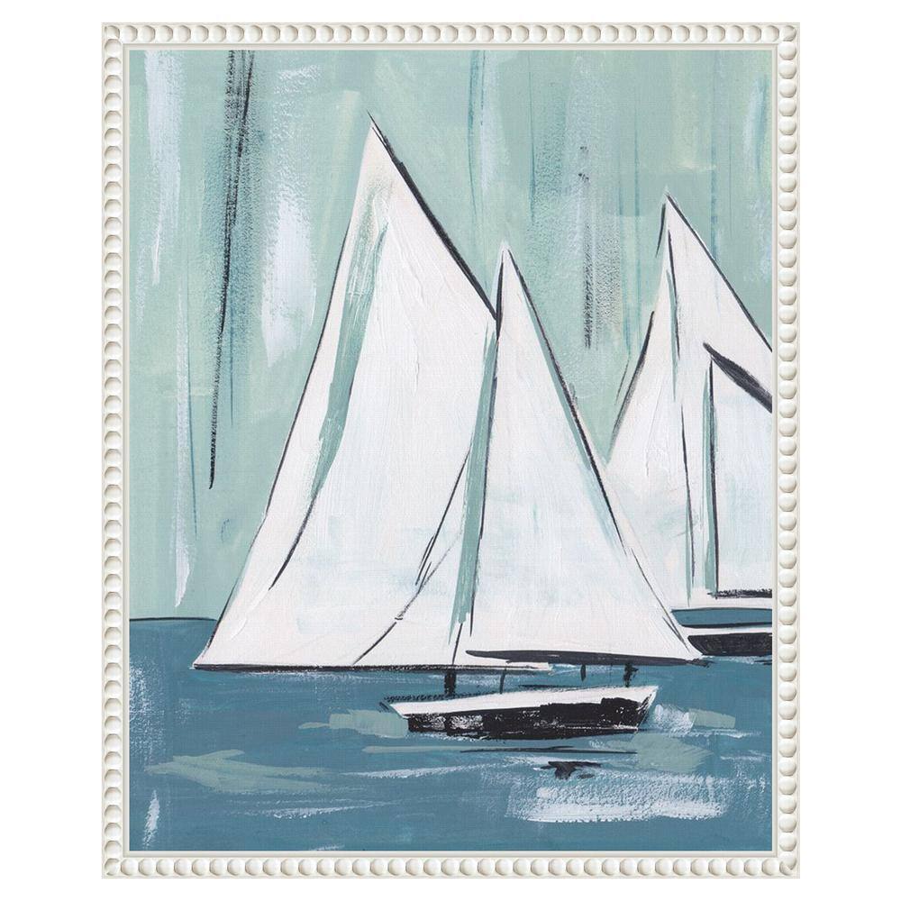 Sailing Winds I by Melissa Wang 16 in. W x 20 in. H. Canvas Wall Art Print Framed in White price history on PriceWatchPro
