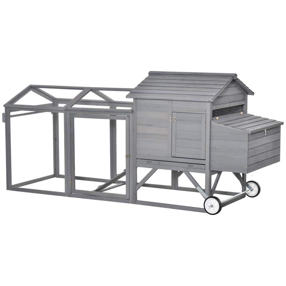 PawHut Wooden Grey 0.0005 Acre InGround Chicken Fence Chicken Coop, Poultry Fencing with
