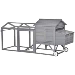 Wooden Grey 0.0005 -Acre In-Ground Chicken Fence Chicken Coop, Poultry Fencing with Wheels