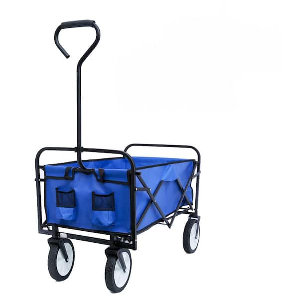 Cisvio 4 cu. ft. Steel Garden Cart Outdoor Folding Wagon Garden, Large Capacity Folding Wagon Garden Shopping Beach Cart
