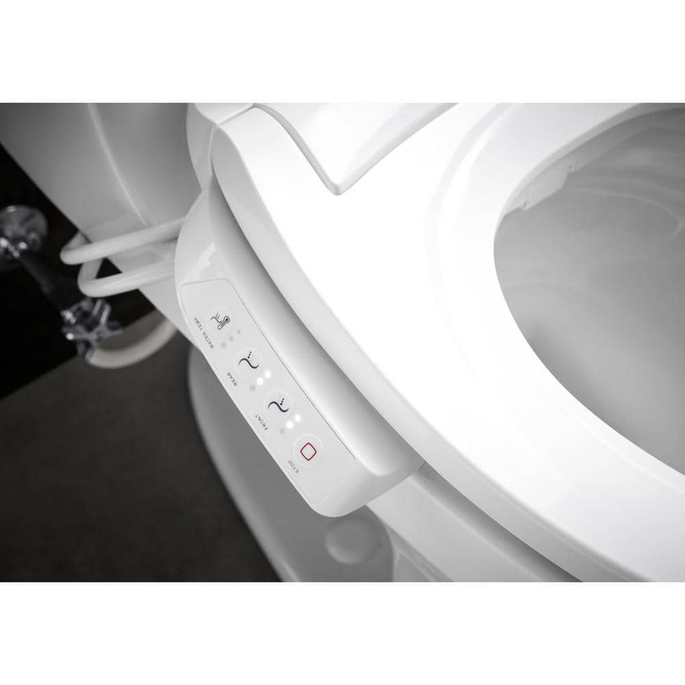 White Elongated Warm Water Bidet Toilet Seat with UV Sanitizing