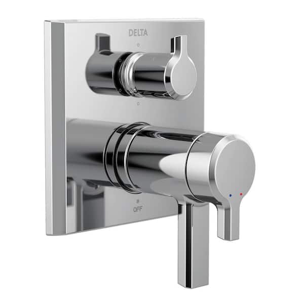 Delta Pivotal 2-Handle Wall-Mount Valve Trim Kit with 6-Setting Int. Diverter in Lumicoat Chrome (Valve Not Included)