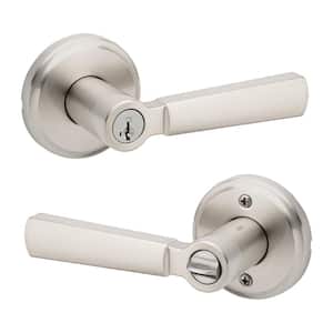 Perth Satin Nickel Single Cylinder Keyed Entry Door Lever Handle Featuring SmartKey Security