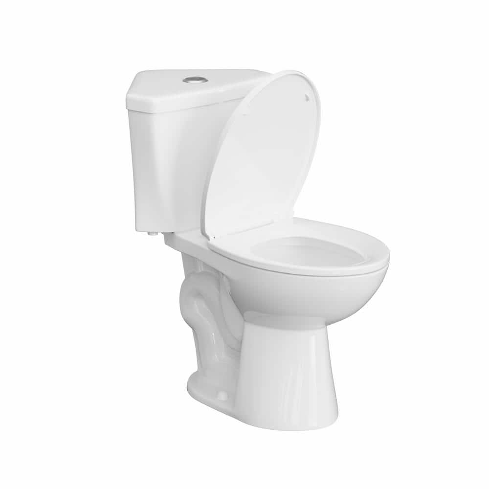 17.2 in. Triangle 2-Piece 0.8/1.28 GPF Dual Flush Elongated Toilet in White, Seat Included -  Simple Project, HD-US-CT-1