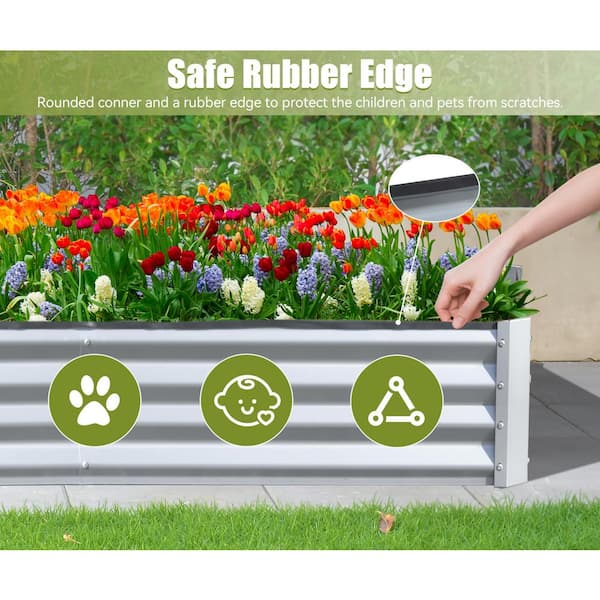 8 ft. x 4 ft. x 1 ft. Galvanized Steel Raised Garden Bed, Planter