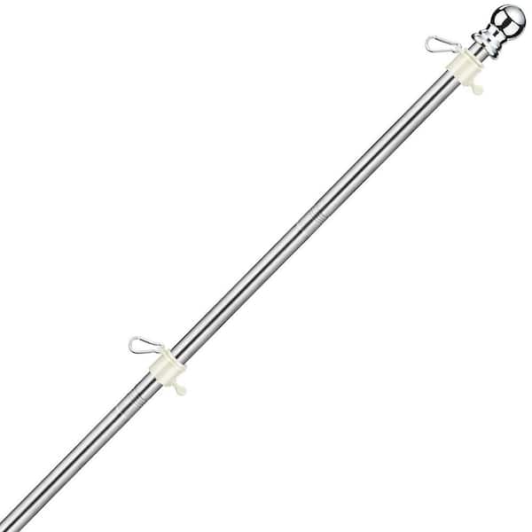 5ft Series 1 in. Adjustable Stainless Steel Heavy Duty Flagpole Kit Rustproof Outdoor Garden Yard Walls Roof