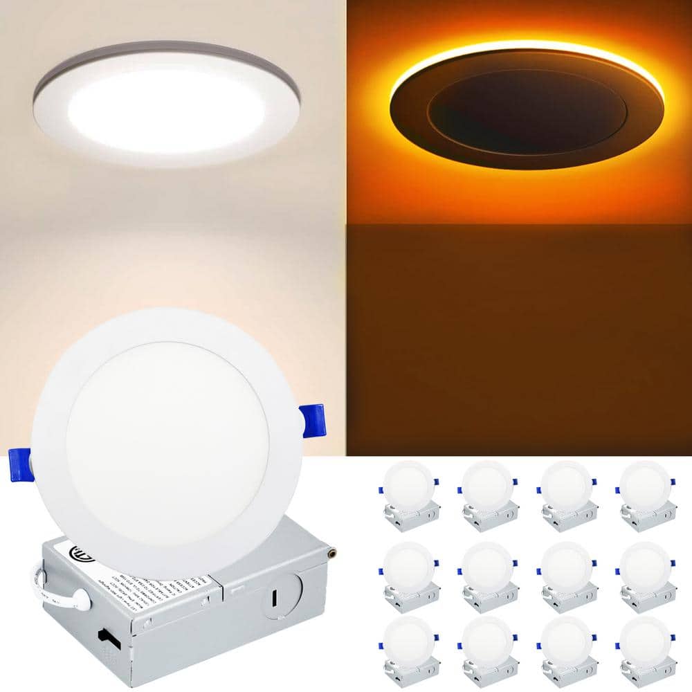 6 in. Adjustable 5CCT Canless LED Dimmable Indoor Integrated LED Recessed Downlight Kit with Night-Light (12 Pack) price history on PriceWatchPro