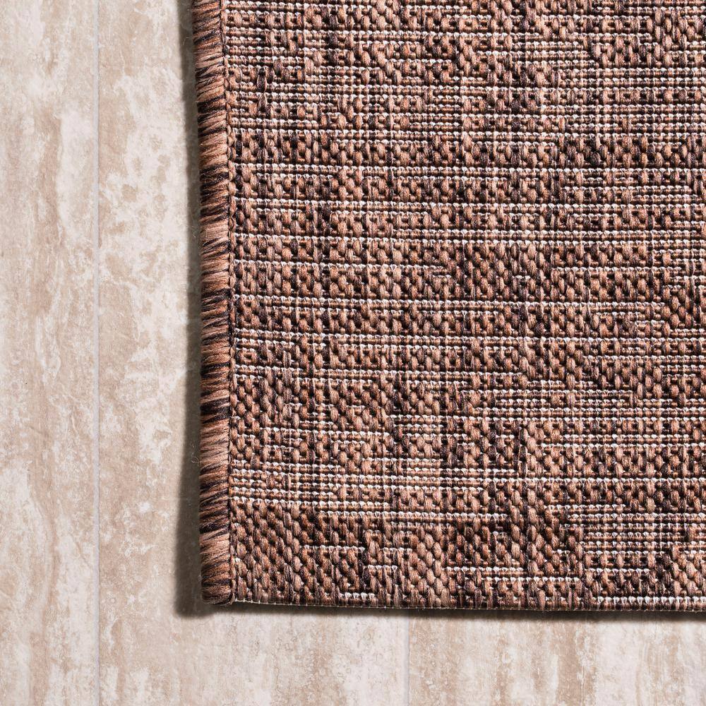 Modern Strie Brown/Beige 8' x 10' Synthetic Reversible Area Rug