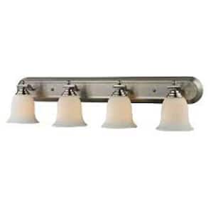 Lagoon 36 in. 4-Light Brushed Nickel Vanity Light with Matte Opal Glass Shade with No Bulbs Included