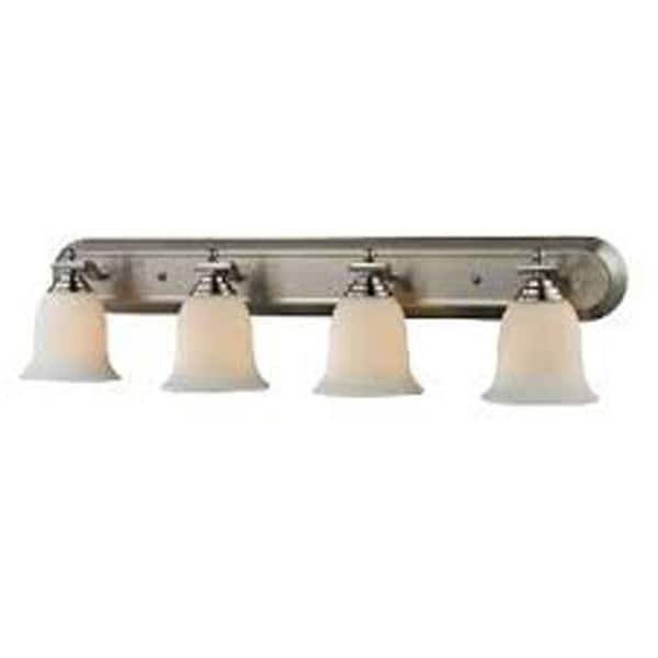 Unbranded Lagoon 36 in. 4-Light Brushed Nickel Vanity Light with Matte Opal Glass Shade with No Bulbs Included