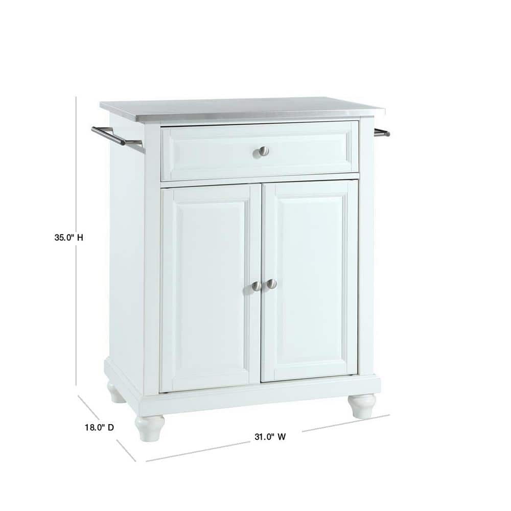 Cambridge White Stainless Steel Top Kitchen Island Cart