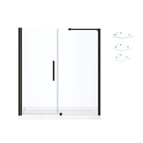 Ove Decors Pasadena 36 in. L x 32 in. W x 72 in. H Alcove Shower Kit with Pivot Frameless Shower Door in Orb and Shower Pan