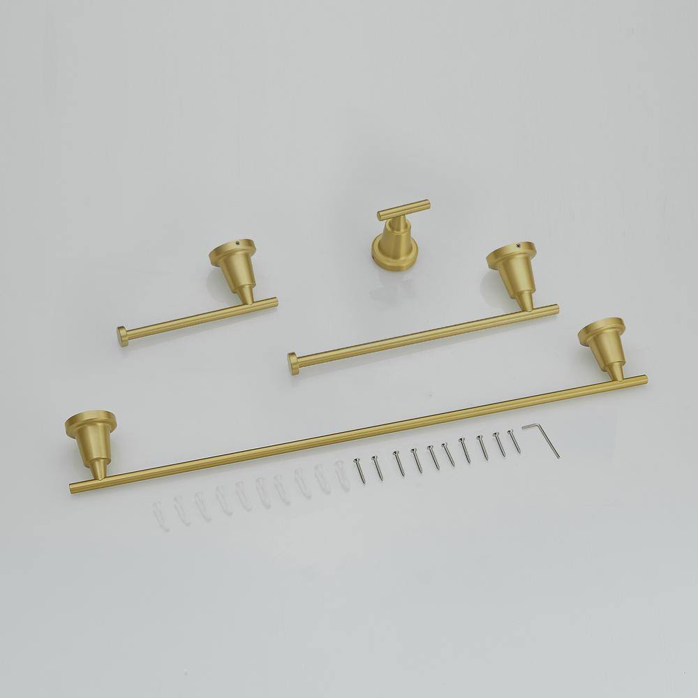 Brushed Gold Stainless Steel 4-Piece Bathroom Hardware Set