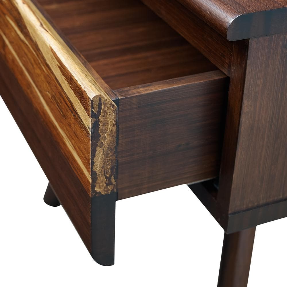 Azara Sable Bamboo Nightstand with Tiger Accent and Drawer