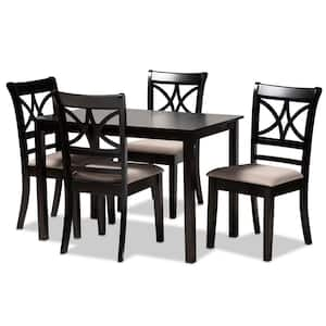 Clarke 5-Piece Sand and Espresso Brown Dining Set