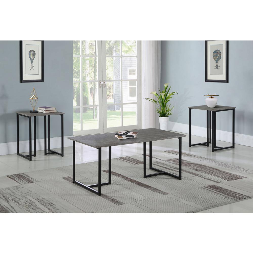 Nyla 3-Piece Black and Gray Rectangular Occasional Table Set