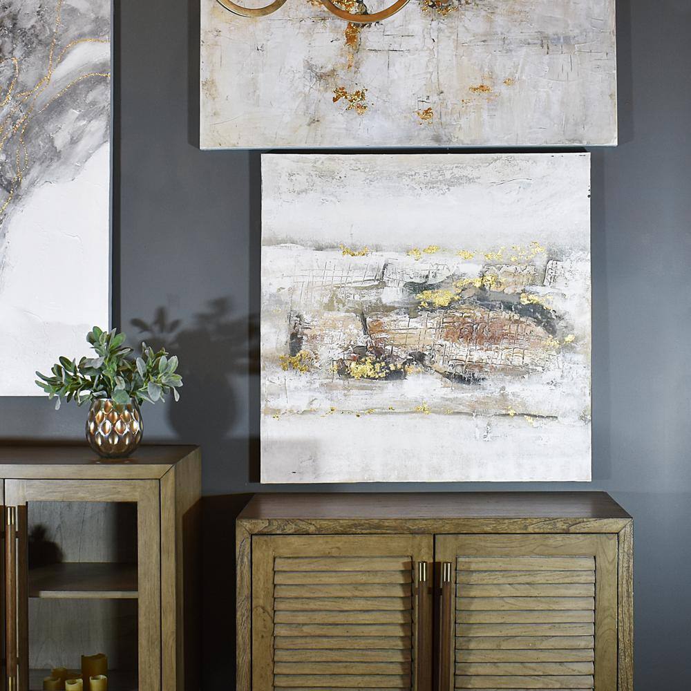 Briskly 60" x 40" Abstract Canvas Wall Art with Gold Flecks