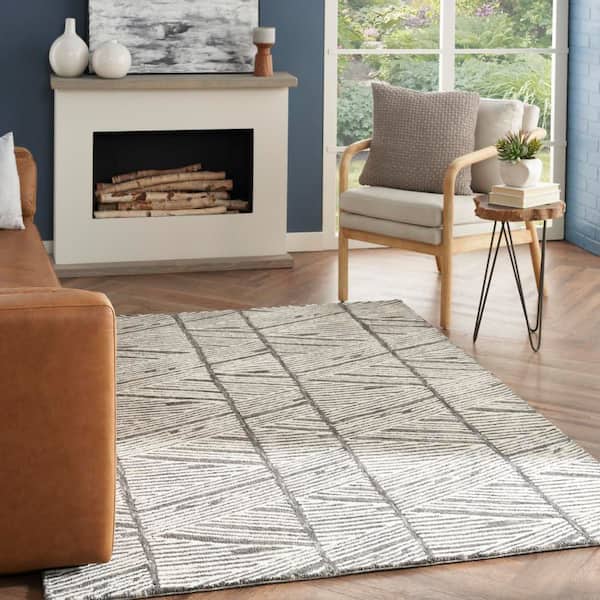 Vail Grey/White 5 ft. x 7 ft. Contemporary Area Rug