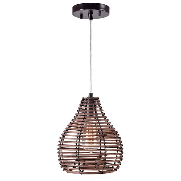 Unbranded Hailey 1-Light Natural Rattan Mini Pendant