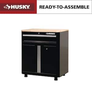 Ready-to-Assemble 24-Gauge Steel 1-Drawer 2-Door Garage Base Cabinet in Black (28 in. W x 32.8 in. H x 18.3 in. D)