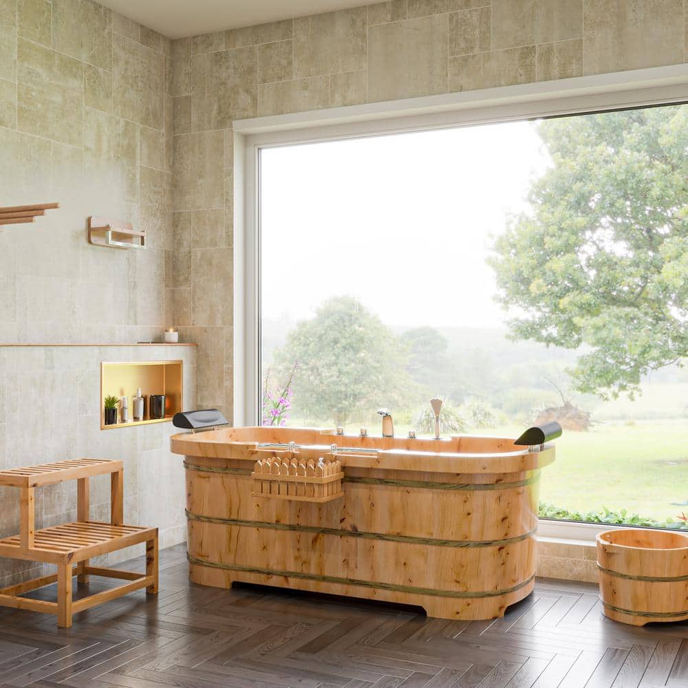 Natural Wood Wall Shelf with Chrome Towel Bar