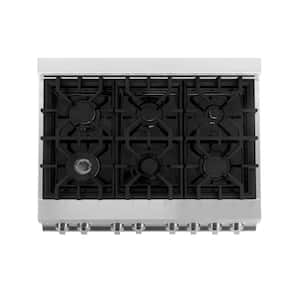 36 in. 4.6 cu. ft. Legacy Dual Fuel Range with 6 Burner Gas Cooktop and Electric Convection Oven in Stainless Steel