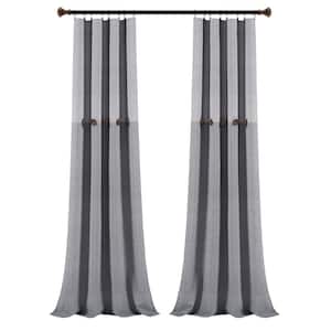 Gray Striped Rod Pocket Room Darkening Curtain - 40 in. W x 95 in. L (Set of 2)