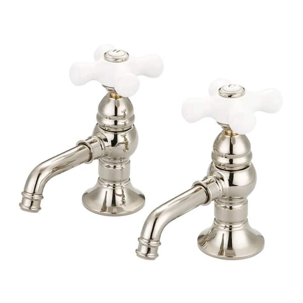 Water Creation 8 in. Widespread 2-Handle Basin Cocks Bathroom Faucet in Polished Nickel PVD