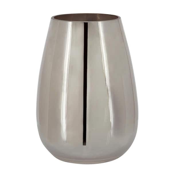 Liv & Skye 8 in. Silver Glass Metallic Decorative Vase