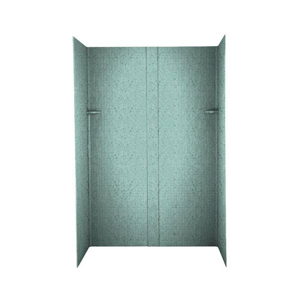 Swanstone Tangier 32 in. x 60 in. x 72 in. Three Piece Easy Up Adhesive Shower Wall Kit in Tahiti Evergreen-DISCONTINUED