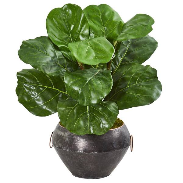 Nearly Natural 22 in. Fiddle Leaf Artificial Plant in Decorative Planter