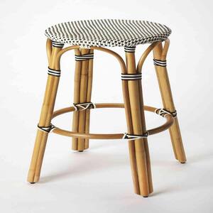 Amelia 30 in. H White and Brown Backless Rattan Bar Height (28-33 in.) Bar Stool