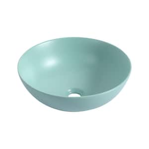 Anky Light Green Ceramic 16 in. Round Bathroom Vessel Sink